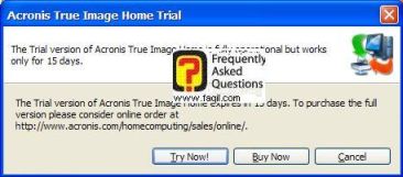 התוכנה נסיונית ל-15 יום של    Acronis True Image Home 