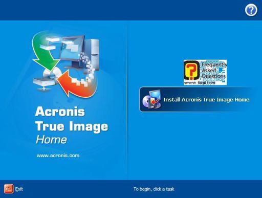 מסך בחירה להתקנה, ל-Acronis True Image Home 