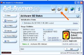 בחירת הגדרות   ad aware   