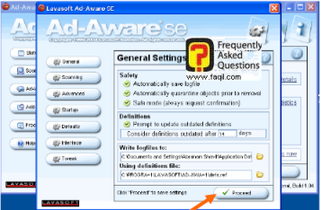 לבחור  Proceed, ב  ad aware   