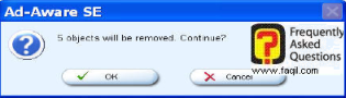 בחרו ב-ok להסרת האובייקטים מהמערכת, ב ad aware   