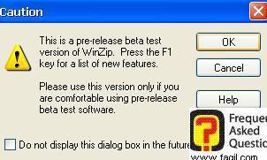  אישור הניסיון לכיווץ בwinzip