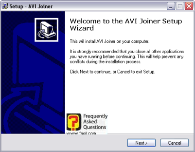 מסך ברוכים הבאים , להתקנת avi joiner