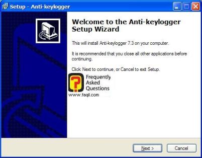 מסך ברוכים הבאים  , להתקנת  Anti Keylogger