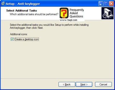 מסך יצירת אייקון לשולחן העבודה  , להתקנת  Anti Keylogger