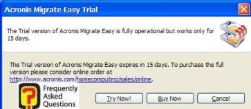 בחרו ב-try now  להפעלת  תוכנת  Acronis Migrate Easy