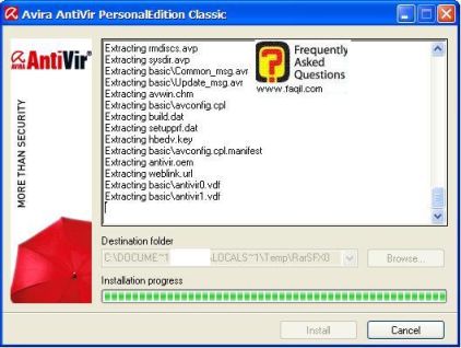 תוכנת ההתקנה פותחת את הקבצים,להתקנת  AntiVir 