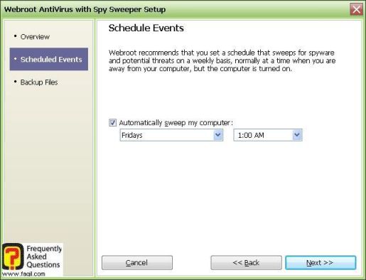 מסך בחירת זמן לסריקה שבועית -antivirus werboot