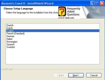 בחירת שפת התקנה , Assassin creed ii