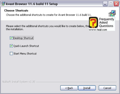 יצירת אייקונים, בהתקנת דפדפן Avant  