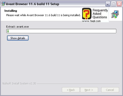 ההתקנה החלה של דפדפן Avant  