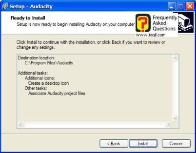 מידע על ההתקנה, Audacity