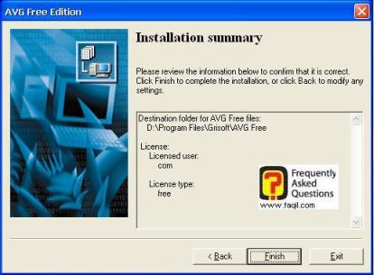 סיום הגדרות ההתקנה של  האנטיוירוס avg free