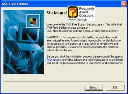  מסך ברוכים הבאים להתקנת האנטיוירוס avg free