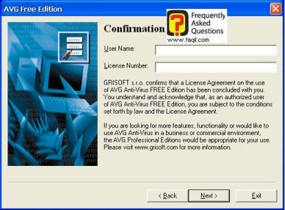  בחירת שם המשתמש לאנטיוירוס avg free
