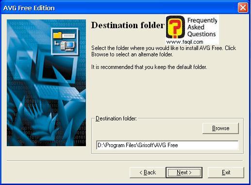  בחירת מיקום היעד להתקנת  אנטיוירוס   avg free