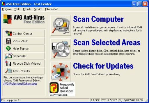  האופציות העיקריות, באנטיוירוס avg free