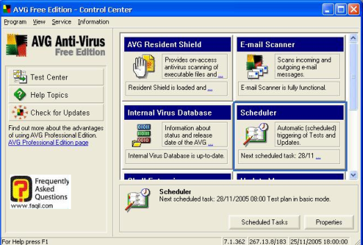  ביטול הסריקה השבועית של אנטיוירוס  avg free