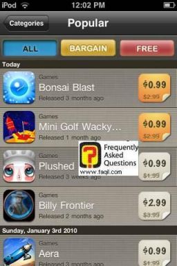 אפשרויות קטגוריה, BargainBin