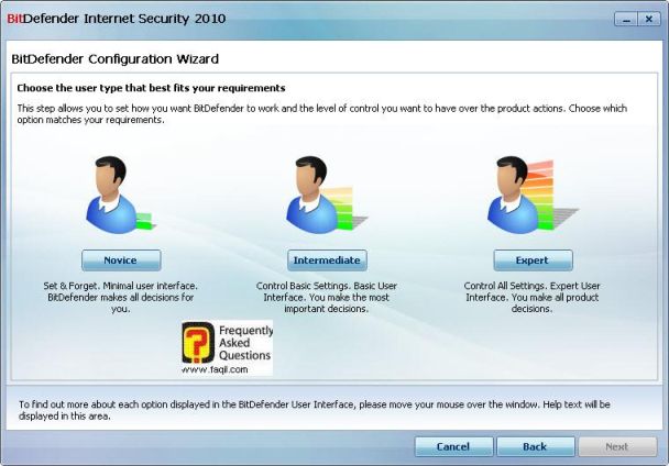 בחירה מתחיל מתקדם או מומחה,BitDefender Internet Security 2010 