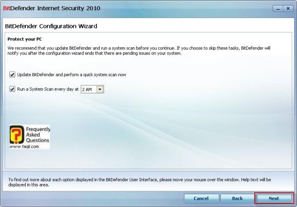 בחרו בשעה המתאימה לסריקה , BitDefender Internet Security 2010 