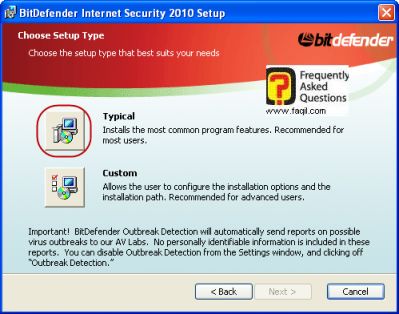 סוג ההתקנה,BitDefender Internet Security 2010 