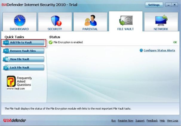 הקבצים עם הערכים שחשוב להגן עליהם תמיד, BitDefender Internet Security 2010 