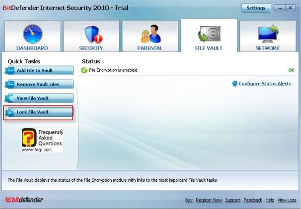נעילת ערכי קבצים, BitDefender Internet Security 2010 
