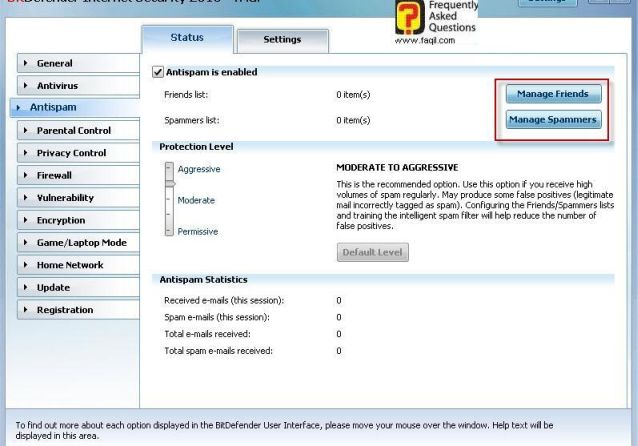 סטטוס אנטי ספאם,BitDefender Internet Security 2010 