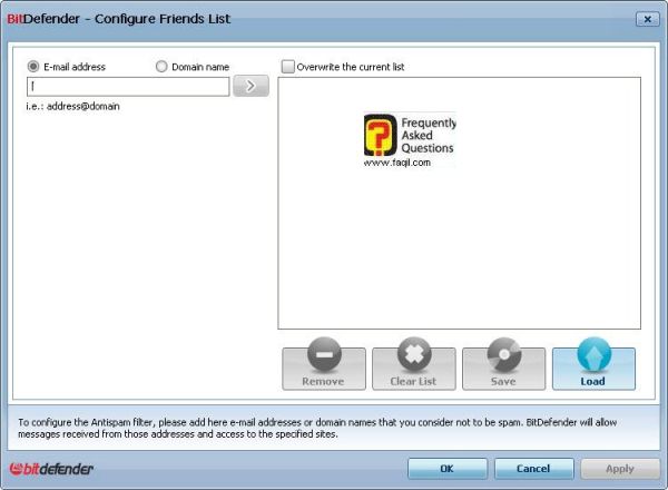 בקש רשימת החברים לא לספאם, ומה כן, BitDefender Internet Security 2010 