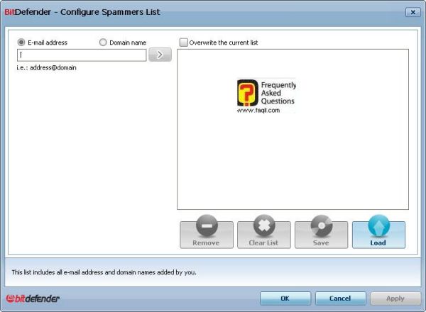 רשימה מה להכניס לספאם ומה לא, BitDefender Internet Security 2010 