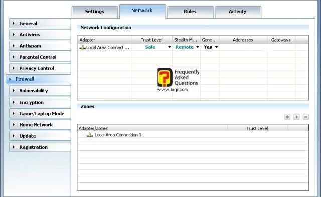 חיבורי רשת מחוברים מאושרים, BitDefender Internet Security 2010 