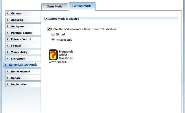 במצב לפטופ-הגדרות משחק , BitDefender Internet Security 2010 