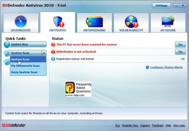 תאפשר לכם לסרוק את המחשב שלכם,BitDefender Antivirus 2010