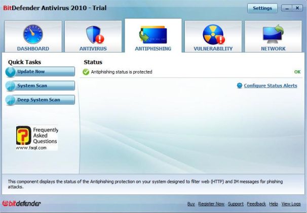 המסך אנטיפישינג,BitDefender Antivirus 2010