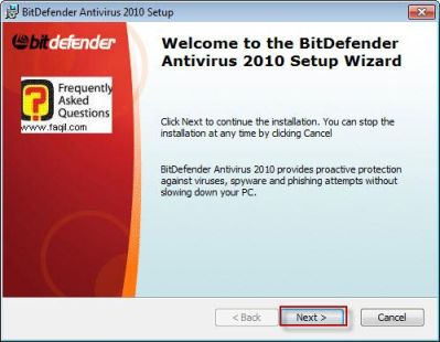 מסך ברוכים הבאים להתקנה,BitDefender Antivirus 2010