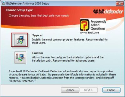 בחירה בסוג ההתקנה,BitDefender Antivirus 2010