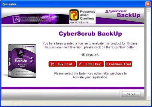 המשך לניסיון, CyberScrub Backup