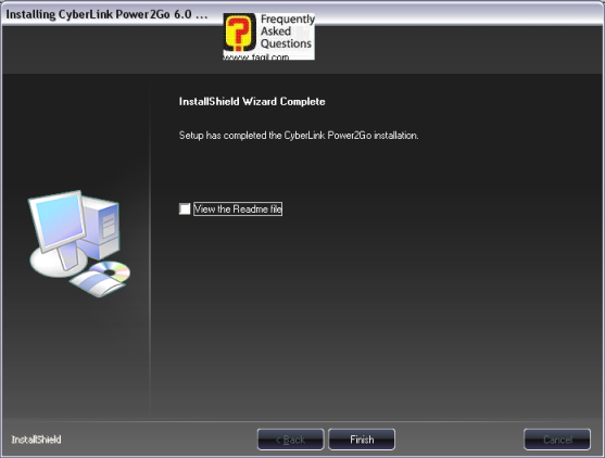  סיום ההתקנה של  power2go6 