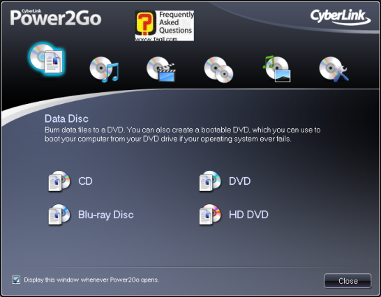  חלון ראשי של  power2go6 