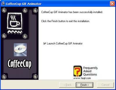 ההתקנה הסתיימה, CoffeeCup GIF Animator  