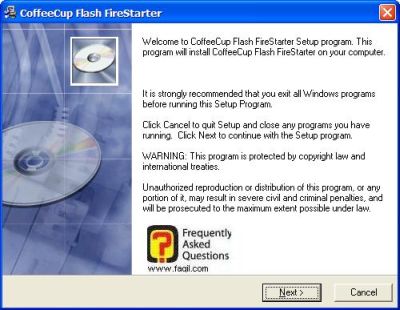 מסך ברוכים הבאים, CoffeeCup Flash FireStarter    
