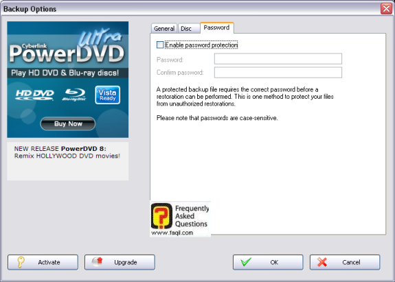 לשונית סיסמא,CYBERLINK POWERBACKUP
