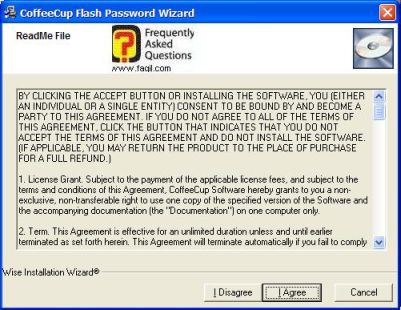 מסך תנאי שימוש,CoffeeCup Flash Password Wizard 