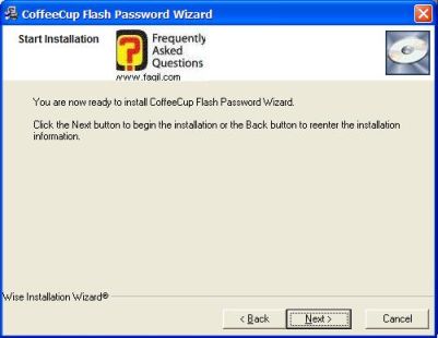 ההתקנה תחל,CoffeeCup Flash Password Wizard 