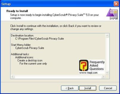 מסך קרא לפני ההתקנה,CyberScrub Privacy Suite 