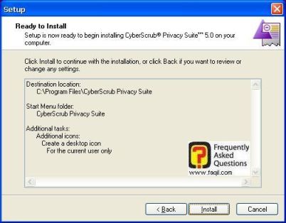 מסך קרא לפני ההתקנה,CyberScrub Privacy Suite 