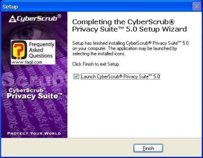 ההתקנה תחל, בסיומה בחרו בסיים,CyberScrub Privacy Suite 