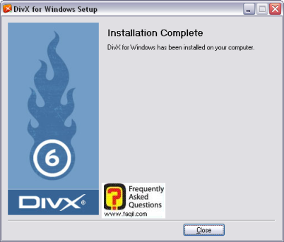 מסך  סיום ההתקנה, divx player