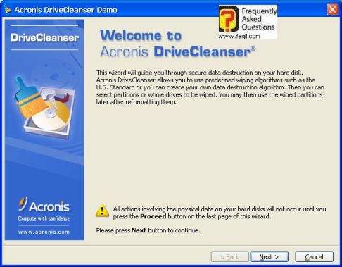 מסך ברוך הבא לתוכנה,תוכנתDriveCleanser